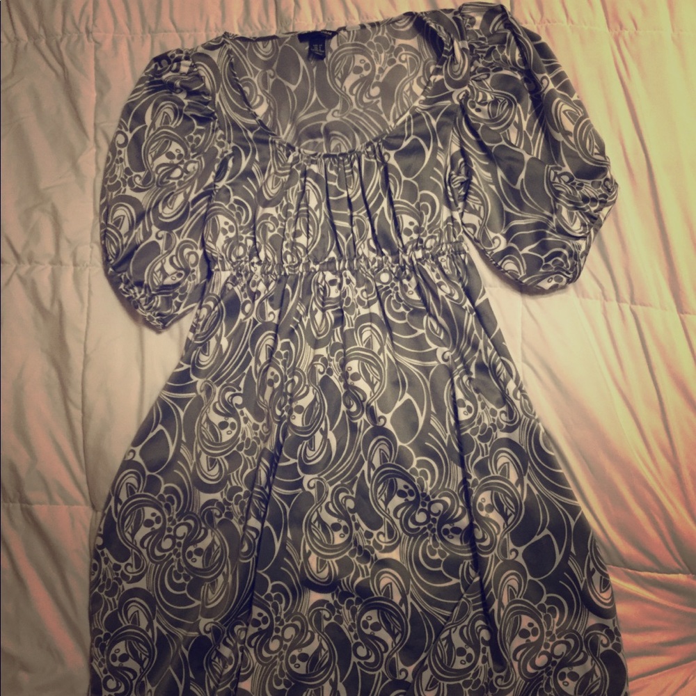 Empire-Waist Dress with Puff Sleeves